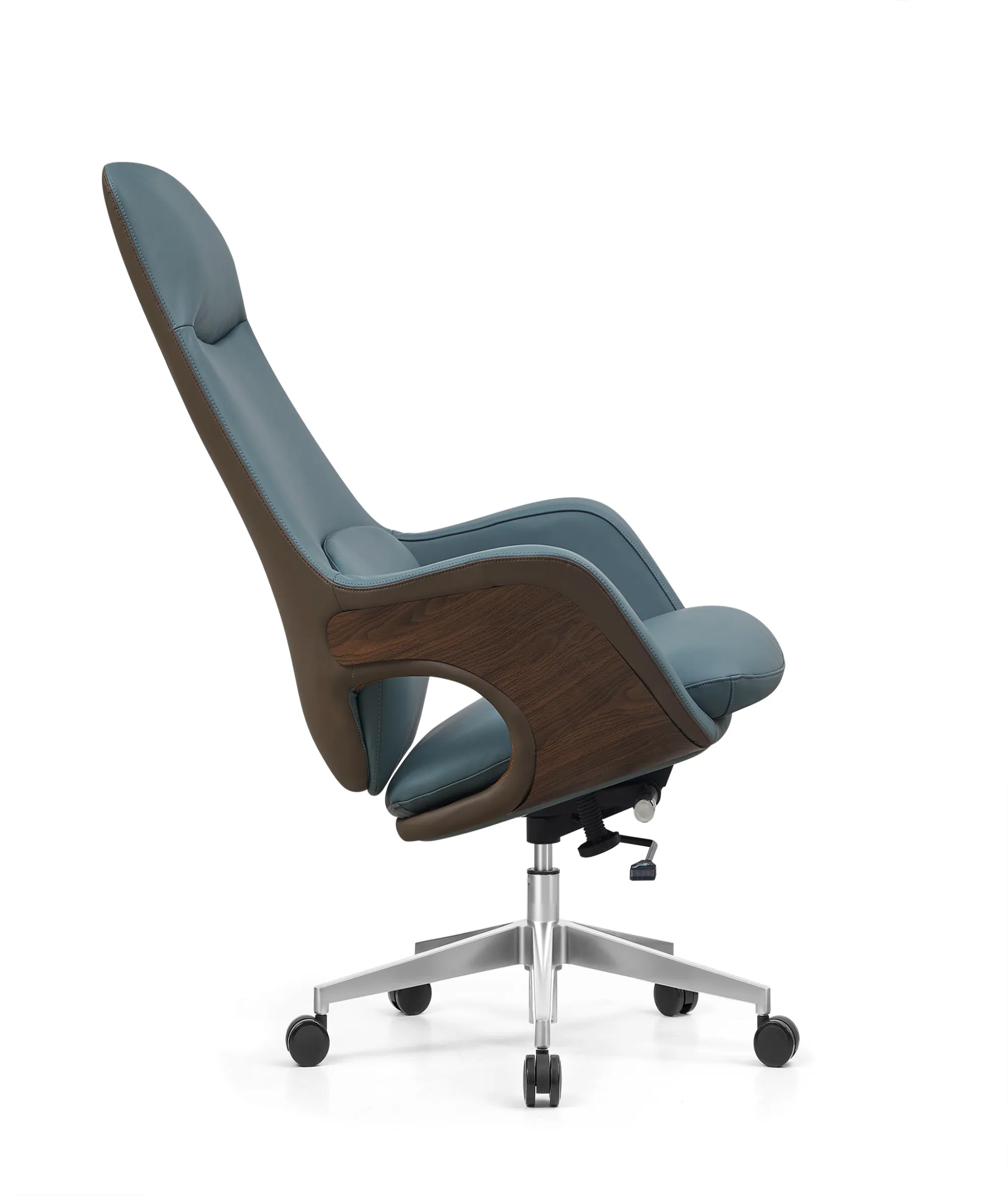 blue leather office chair
