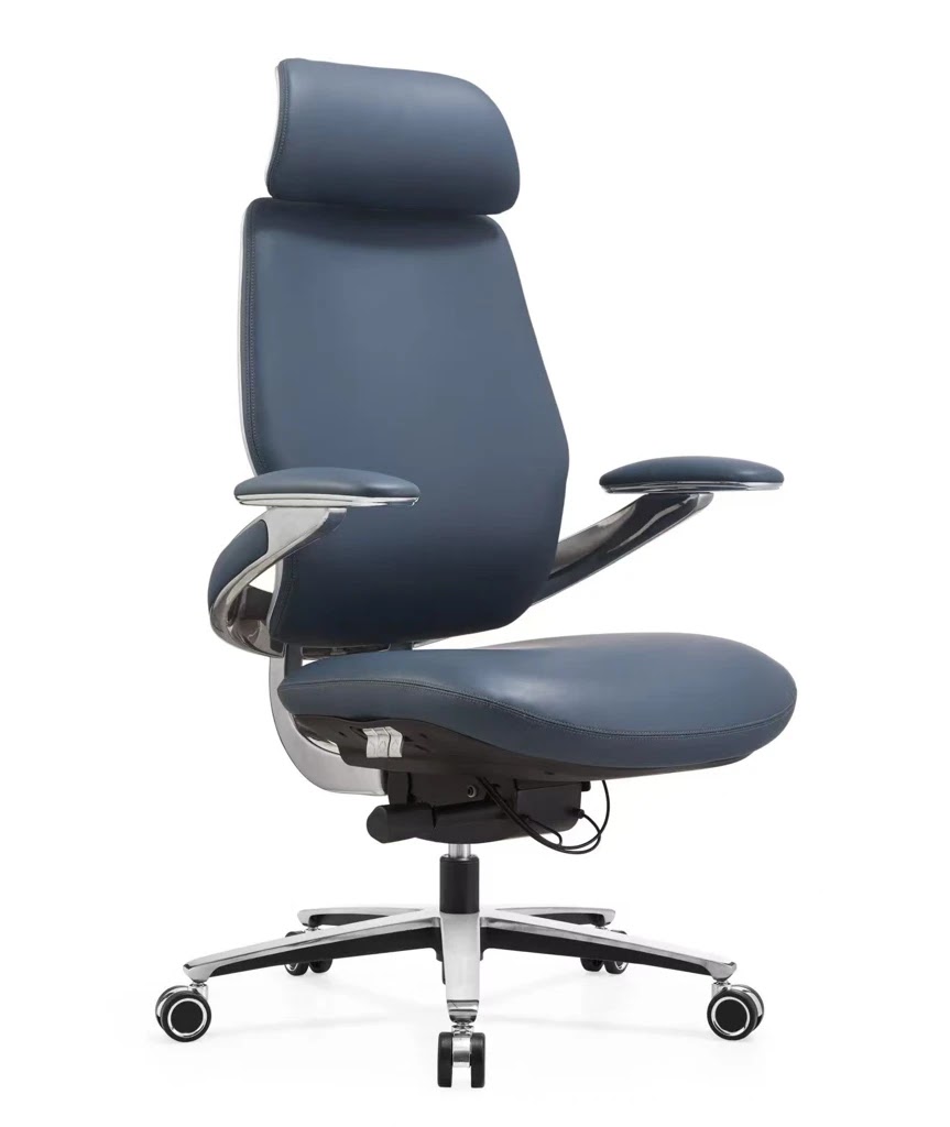 beige genuine leather executive office chair front